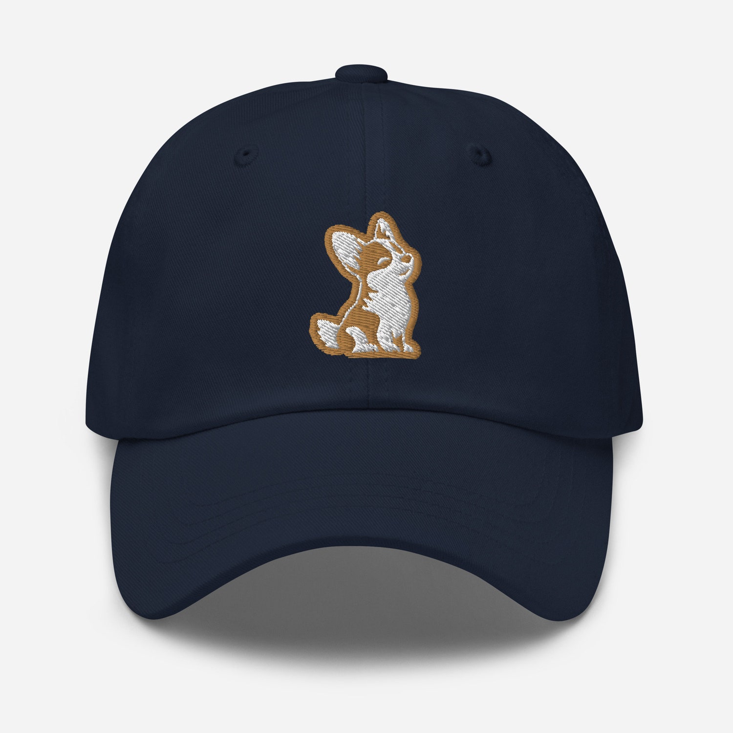 Welsh Corgi Dad Hat - Gold & White Embroidered Adjustable Baseball Cap - Puppy Lover Gift image 2