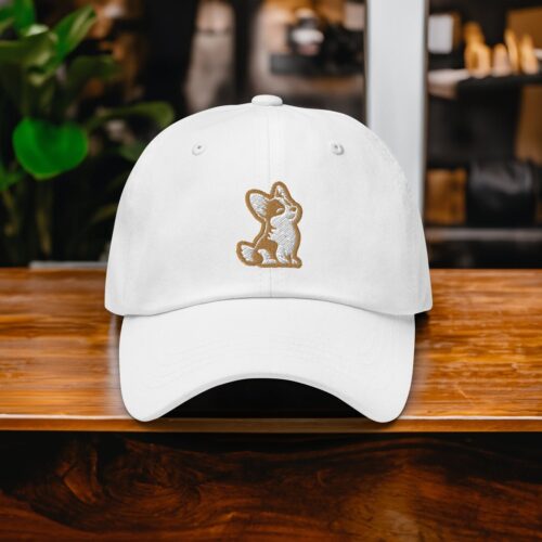 Welsh Corgi Dad Hat - Gold & White Embroidered Adjustable Baseball Cap - Puppy Lover Gift image 0