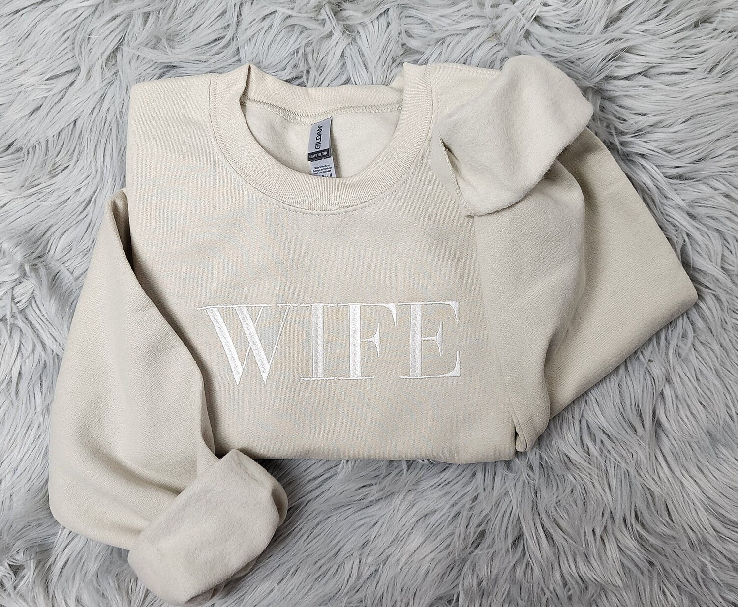 Wife Embroidered Crewneck Sweatshirt Perfect Gift for Her Custom Embroidered Shirt image 2