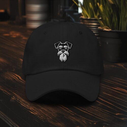 Schnauzer Dad Hat - Black & White Embroidered Dog Adjustable Baseball Cap - Puppy Lover Gift image 0