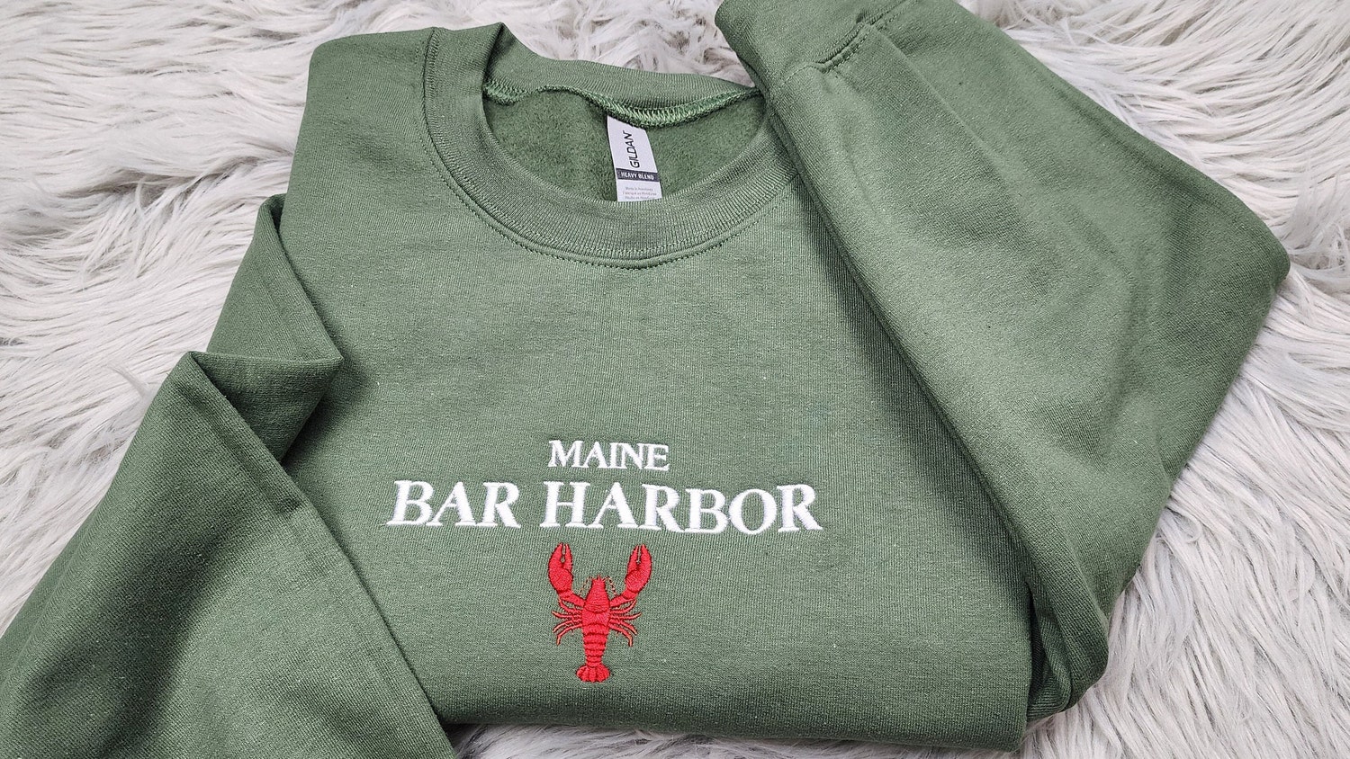 Maine Bar Harbor Embroidered Crewneck Sweatshirt Maine Lobster Hoodie Embroidered Gifts image 1