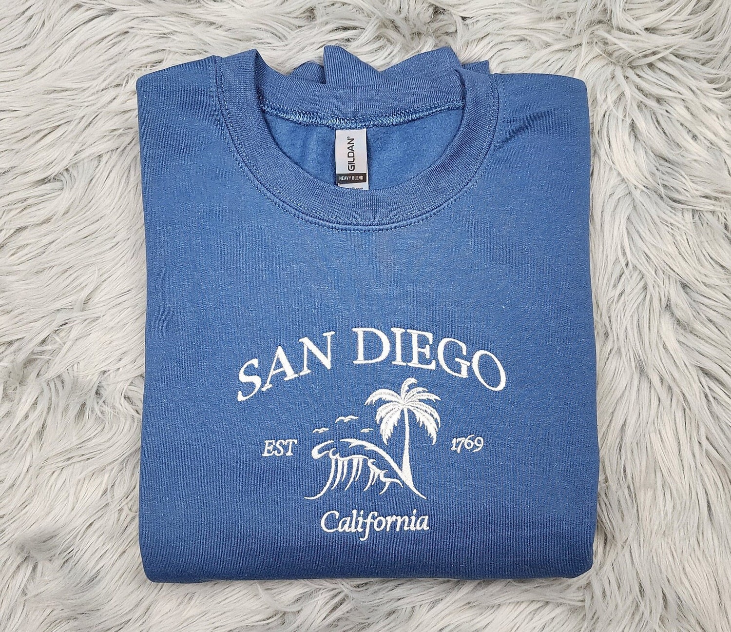 San Diego Surfing Embroidered Crewneck Sweatshirt California Surf Gifts T-Shirt Hoodie image 2