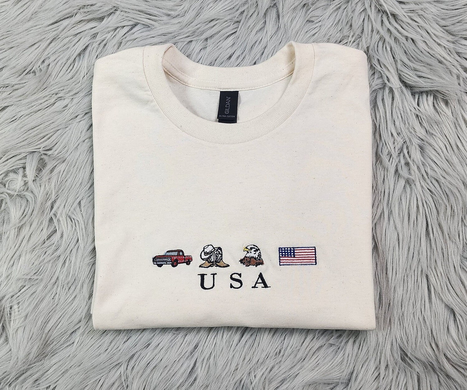 USA Flag & Eagle Embroidered Sweatshirt Patriotic Crewneck T-Shirt USA Symbol Hoodie image 1