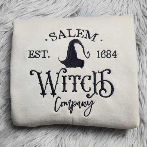 Salem Witch Company Embroidered Crewneck Sweatshirt Unisex Halloween Witch Shirt image 0