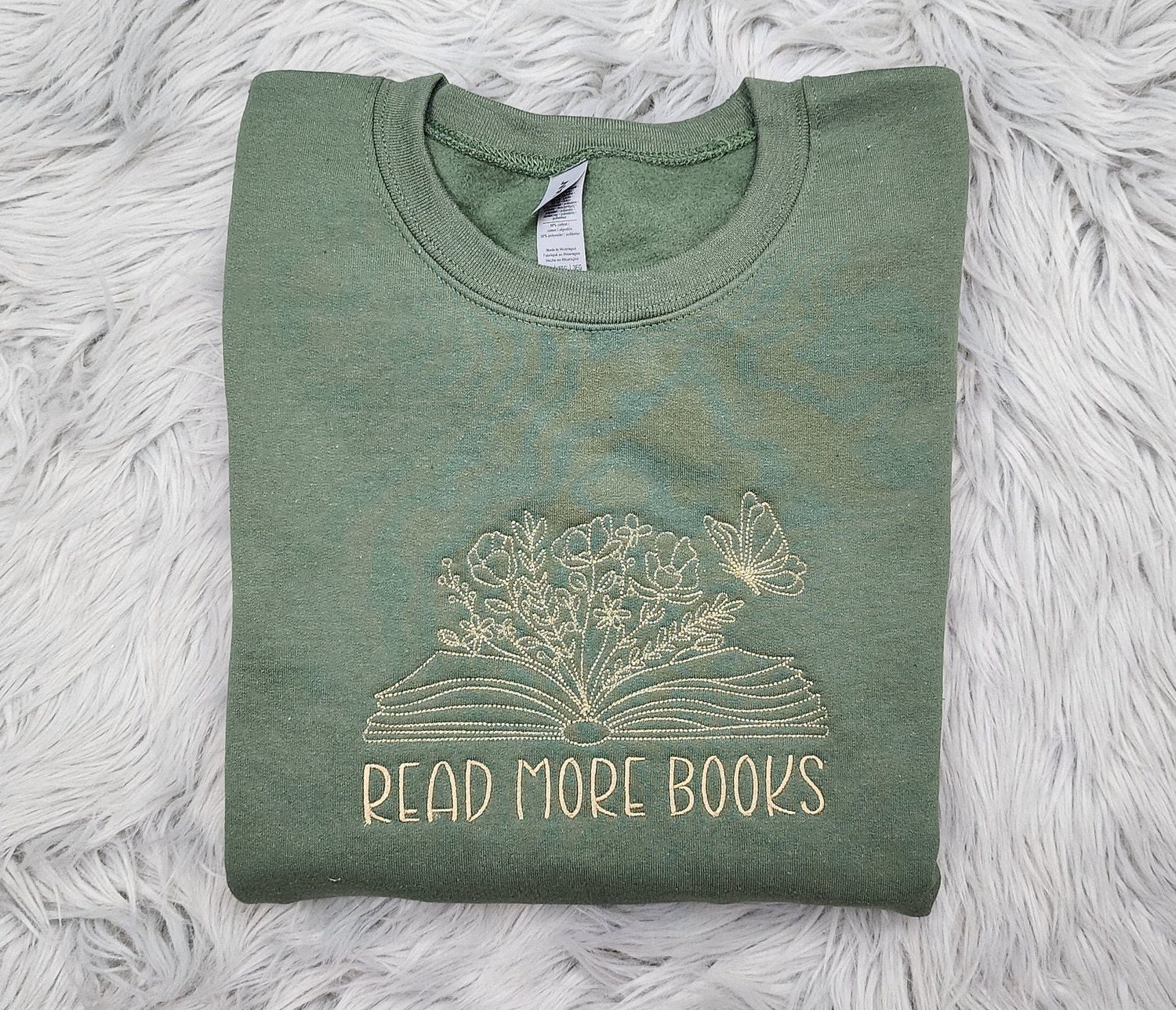 Read More Books Embroidered Crewneck Sweatshirt Floral Book Lover Shirt Bookish Hoodie image 1