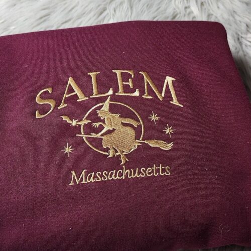 Salem Witches Embroidered Crewneck Sweatshirt Salem Massachusetts Witch Hoodie image 0