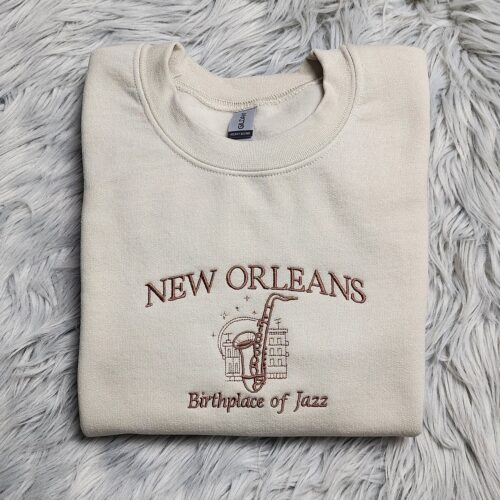 New Orleans Jazz Embroidered Crewneck Sweatshirt City of Jazz Shirt Gift Apparel image 0