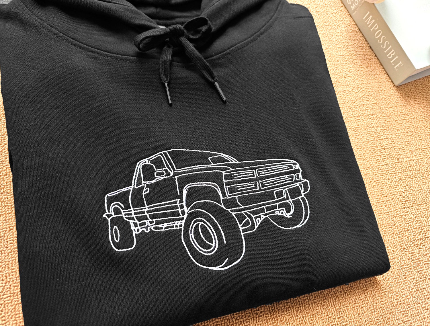 Custom Embroidered Car Outline Sweatshirt from Photo Car Lover Hoodie Personalized Car Sweater image 2