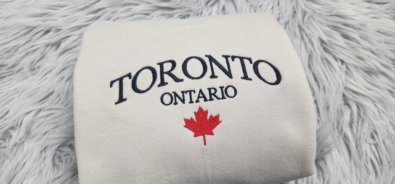 Toronto Ontario Embroidered Crewneck Sweatshirt Canada Souvenir Hoodie Custom Embroidered Gift image 1