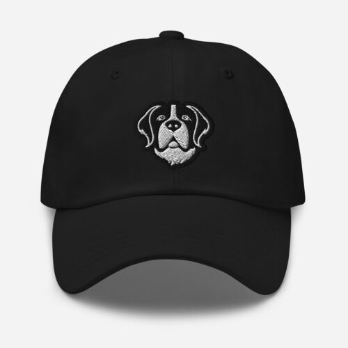 Saint Bernard Black and White Embroidered Adjustable Dad Hat - Baseball Cap Gift for Dog Lovers image 1