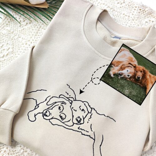 Custom Embroidered Pet Face and Name Sweatshirts - Personalized Dog Lover Gifts image 0