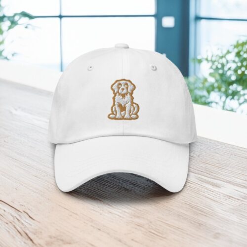 Brittany Spaniel Dad Hat - Gold White Embroidered Adjustable Baseball Cap - Dog Lover Gift image 0