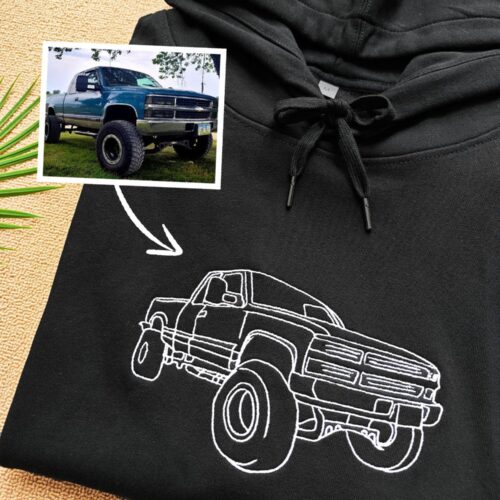 Custom Embroidered Car Outline Sweatshirt from Photo Car Lover Hoodie Personalized Car Sweater image 0