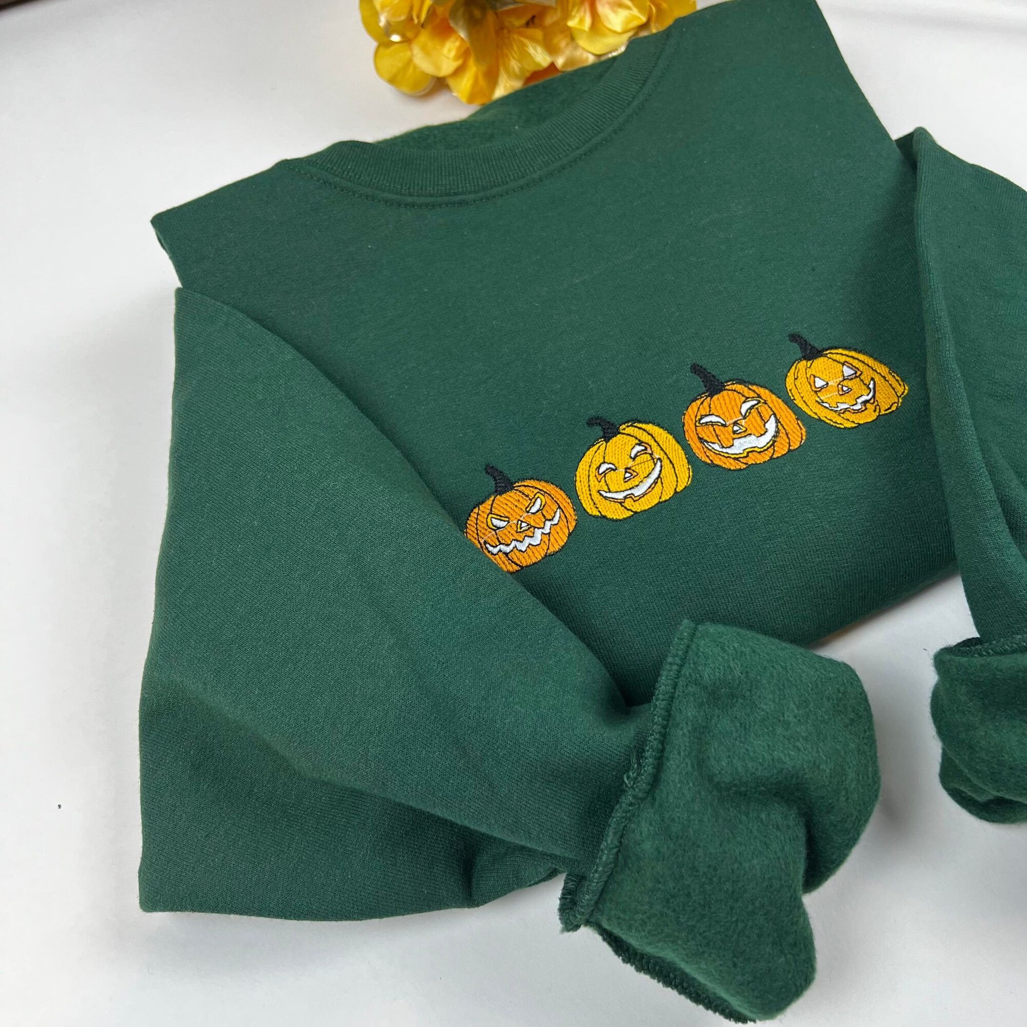 Embroidered Pumpkin Sweatshirt - Halloween Crewneck Spooky Season Sweater Hocus Pocus Fall Shirt image 5