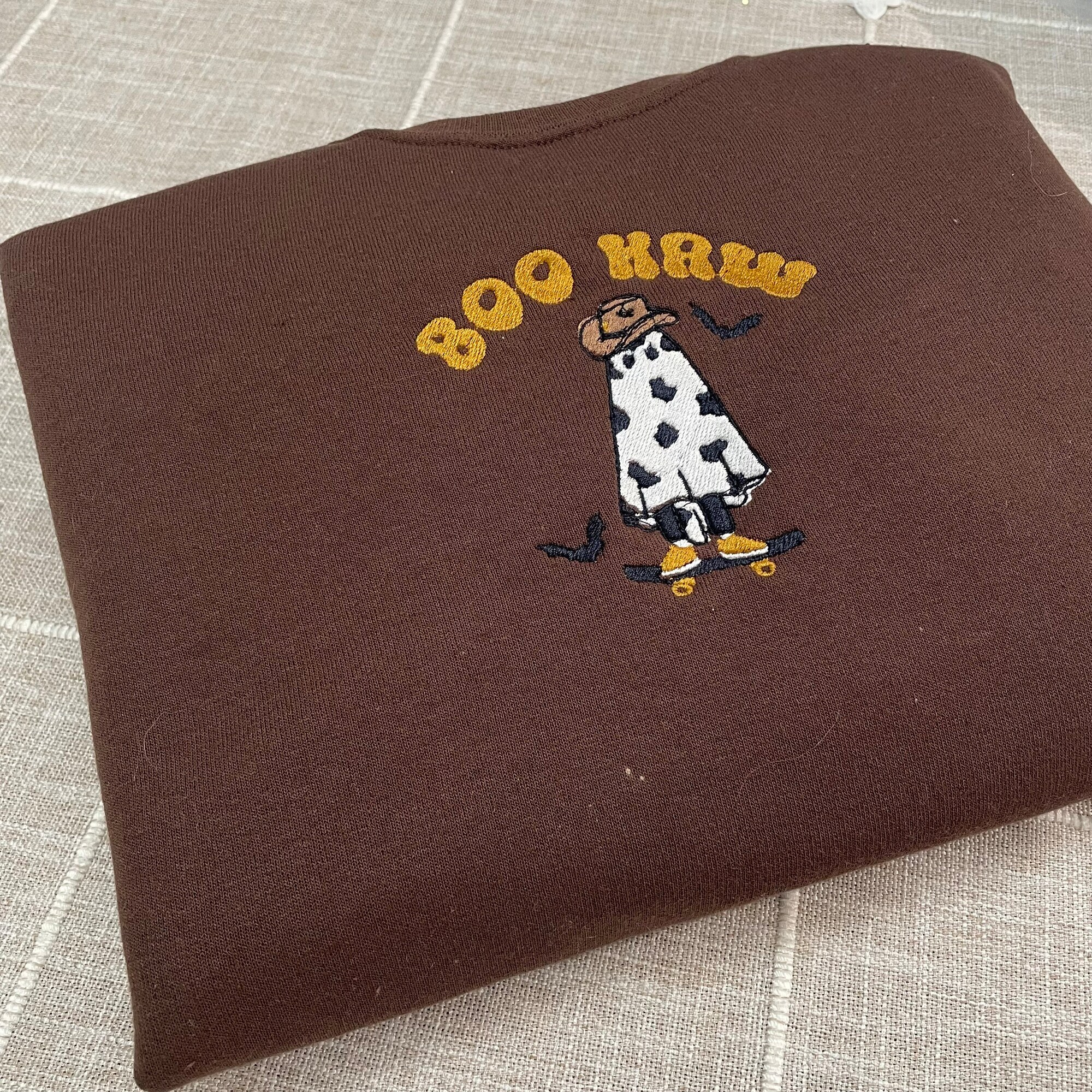 Boo Haw Embroidered Sweatshirt - Funny Ghost Halloween Spooky Season Cowboy Western Clothing Fall Holiday Gift image 3