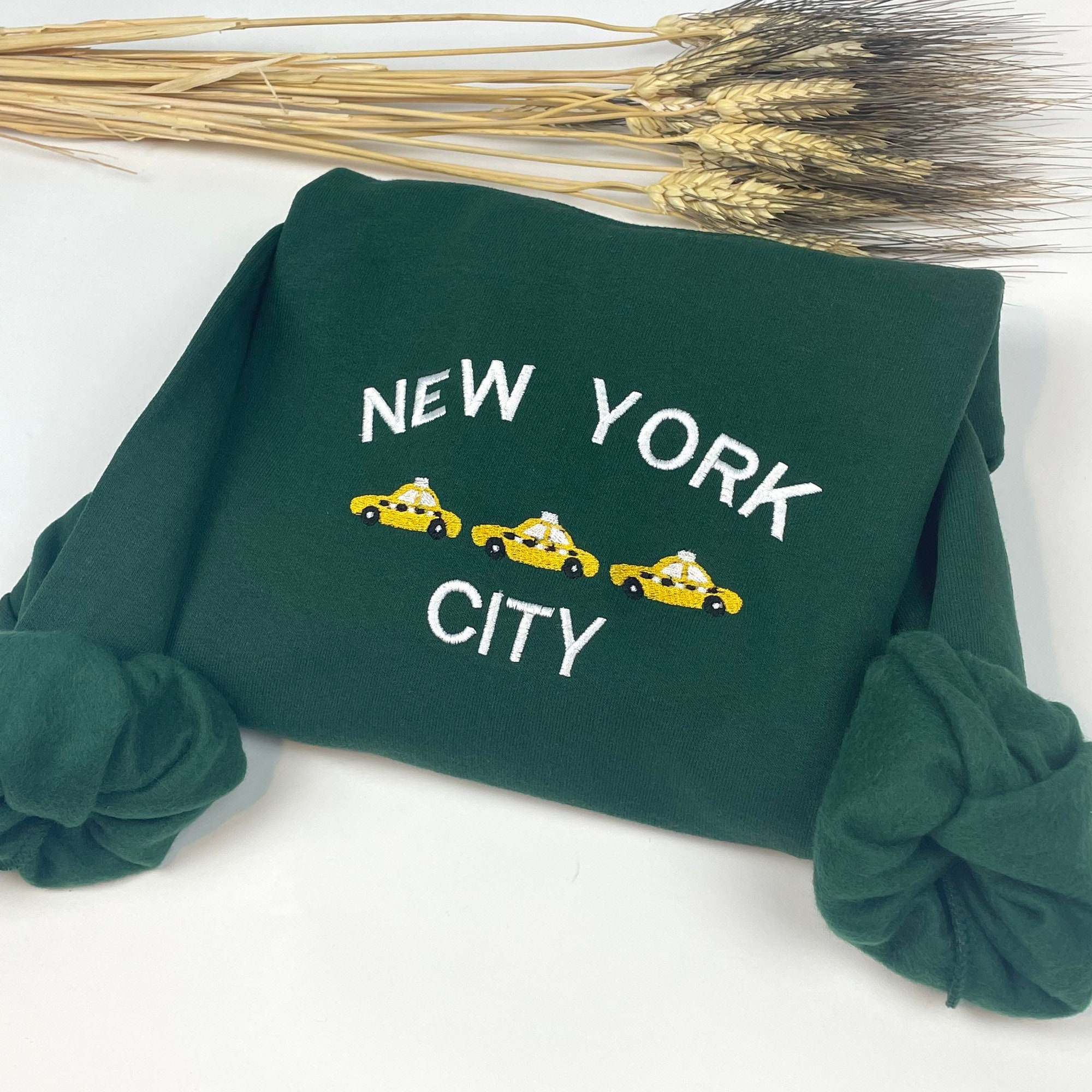 New York City Embroidered Sweatshirt - Custom City Crewneck New York Taxi I Love New York Brooklyn NY image 3