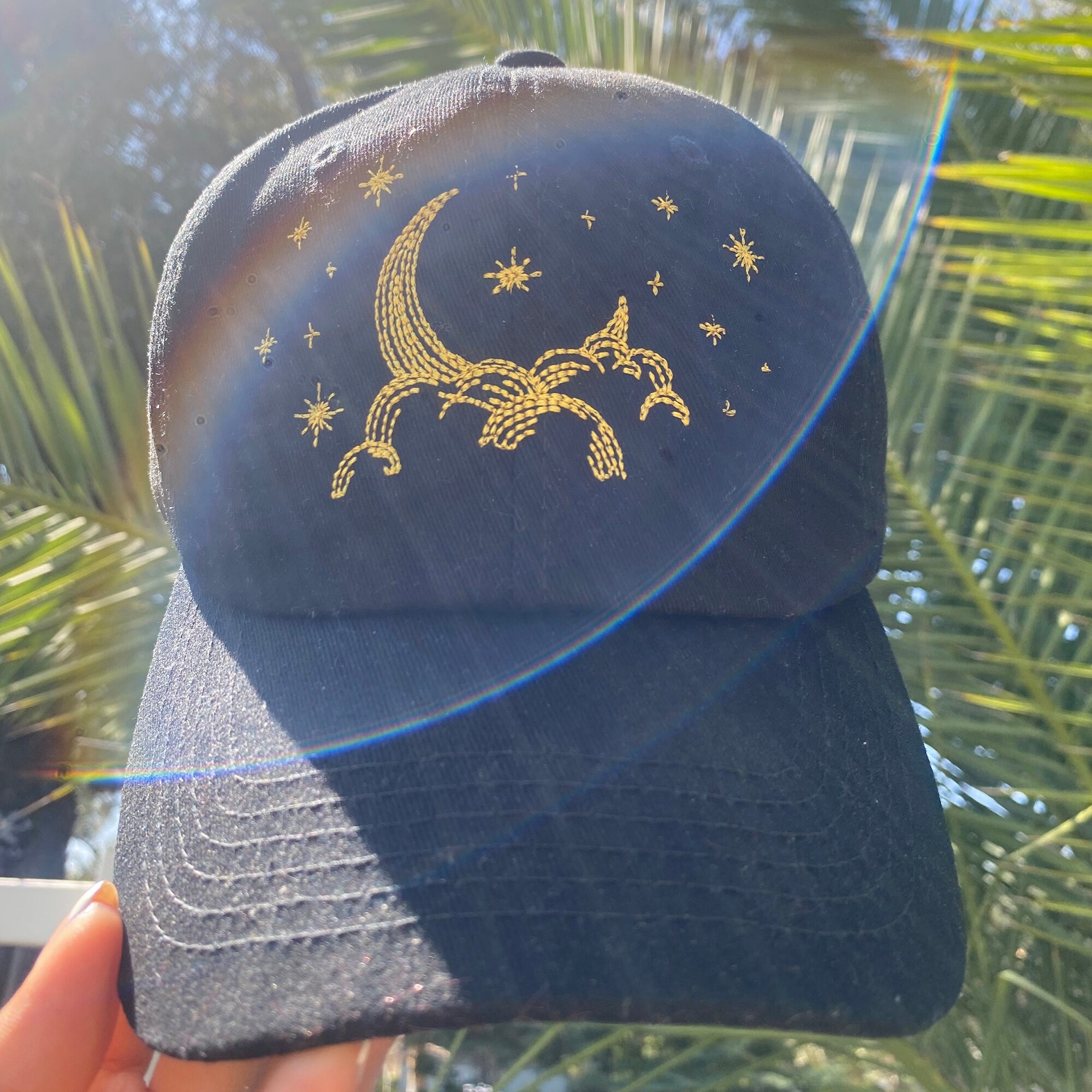 Starry Night Sky Embroidered Dad Hat - Galaxy and Star Designs in Various Colors image 2