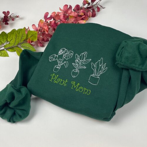 Plant Mom Embroidered Sweatshirt - Custom I Love Plants Crewneck Floral Style Shirt Gifts for Her Fall Season image 0