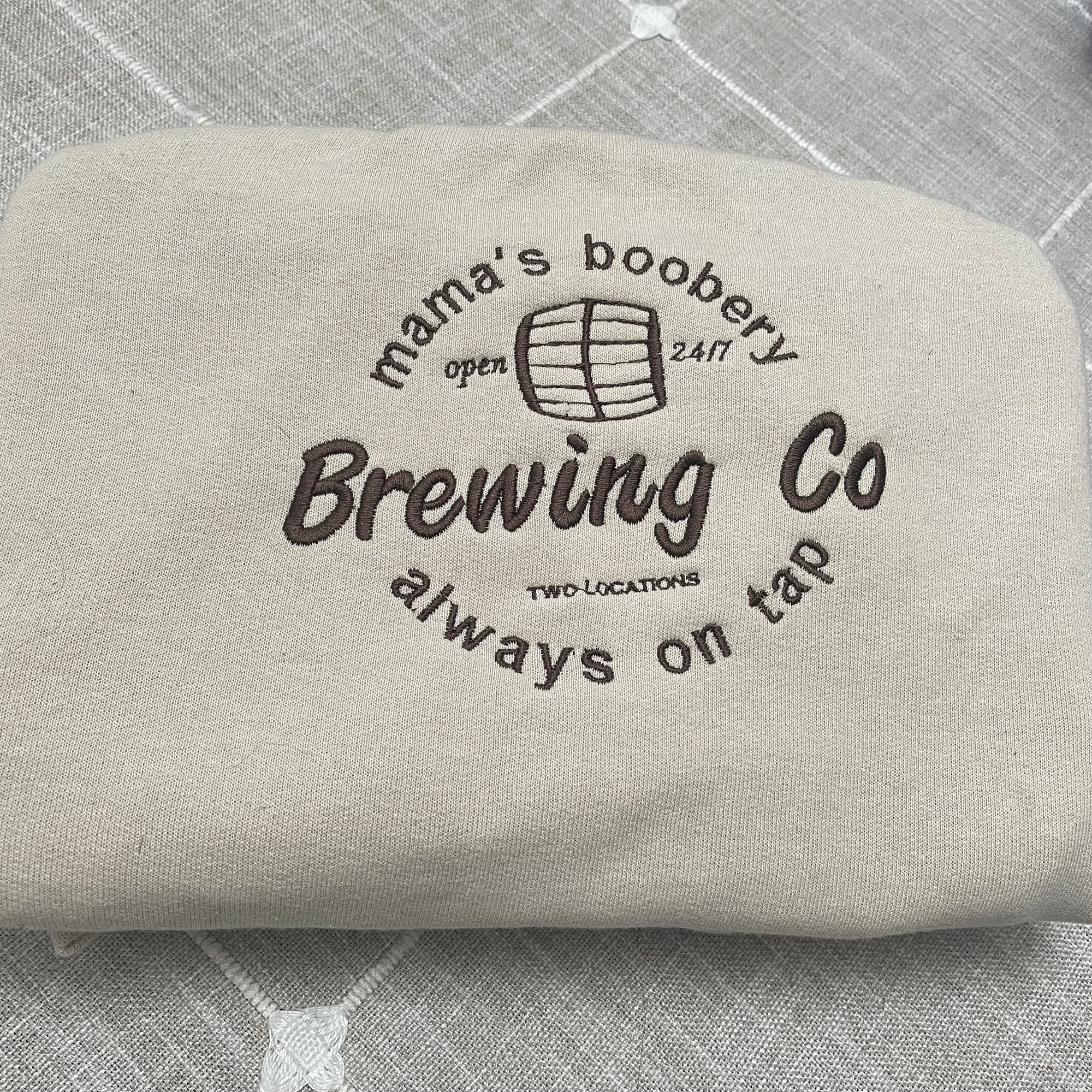 Mama's Boobery Brewing Co Embroidered Sweatshirt - Momma's Brewery Open 24/7 Funny Gift for Moms Embroidered Crewneck image 5