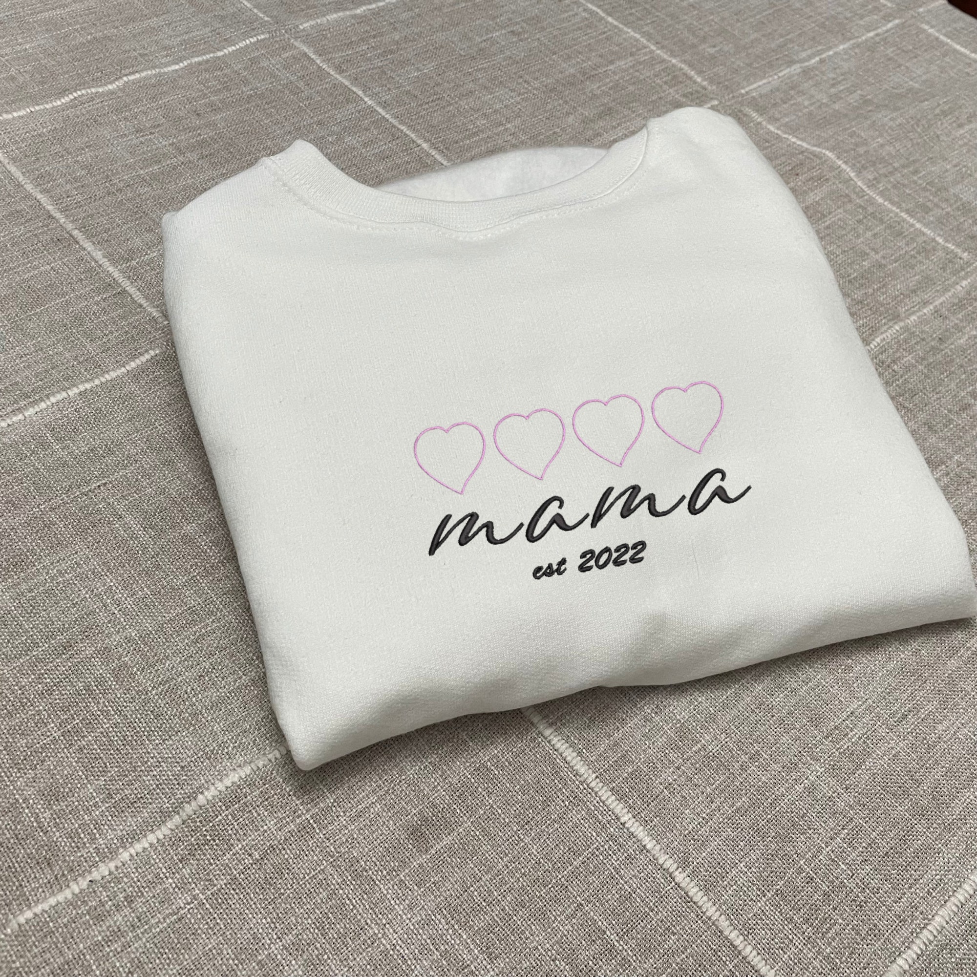 Mama Established Embroidered Sweatshirt - Mama Crewneck Gifts for New Moms Custom Year Babies and Mom Gifts Baby Shower Gifts image 5