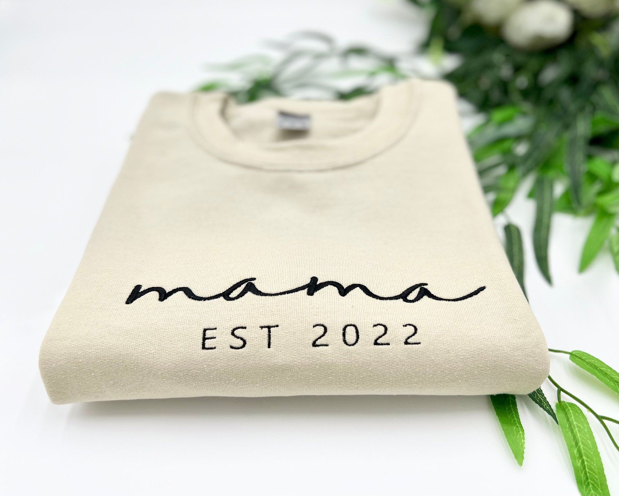 Custom Embroidered Mama Sweatshirt or Hoodie - Mama Est. 2024 Gift for Her Mother's Day Shirt Gift for Mom Mom Life Crewneck image 1