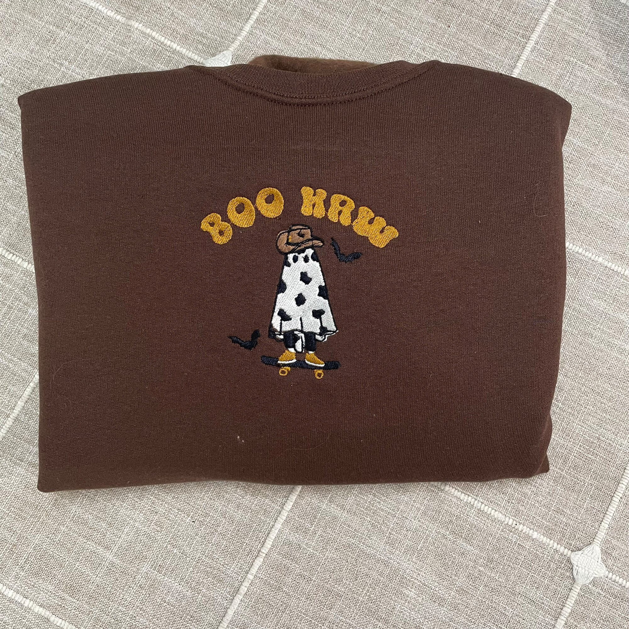 Boo Haw Embroidered Sweatshirt - Funny Ghost Halloween Spooky Season Cowboy Western Clothing Fall Holiday Gift image 2