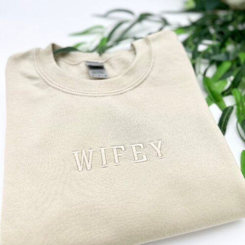 Wifey Embroidered Sweatshirt or Hoodie - Anniversary Year Sweatshirt Couple Shirt Personalized Date image 0