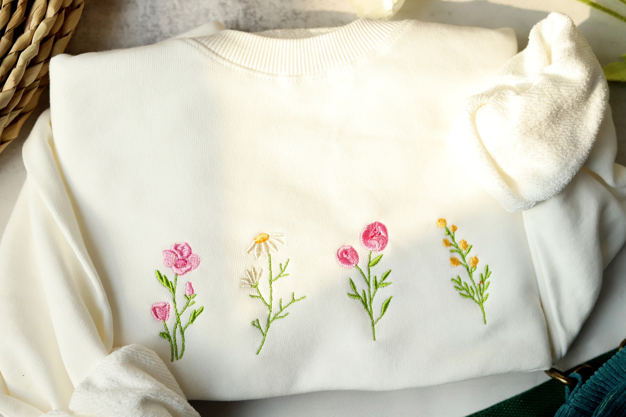 Wildflowers Crewneck Sweatshirt Embroidered - Floral Sweatshirt Valentine's Day Gift Gift for MAMA image 1