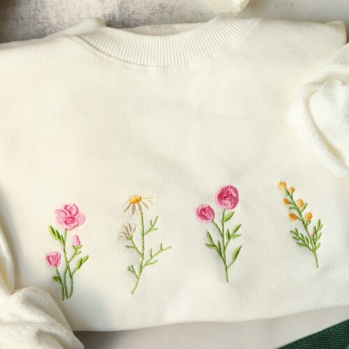 Wildflowers Crewneck Sweatshirt Embroidered - Floral Sweatshirt Valentine's Day Gift Gift for MAMA image 0