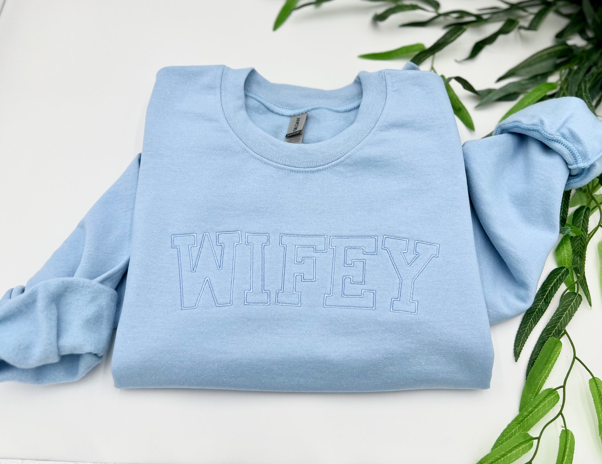 Wifey Embroidered Sweatshirt or Hoodie - Honeymoon Shirt Bridal Wedding Gift Wifey Bride Crewneck Mrs. Pullover Newly Wed Matching Jumper image 3