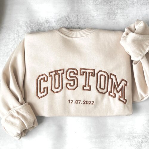 Custom Personalized Embroidered Sweatshirt - Alphabet Embroidery College Varsity Sweatshirt image 0