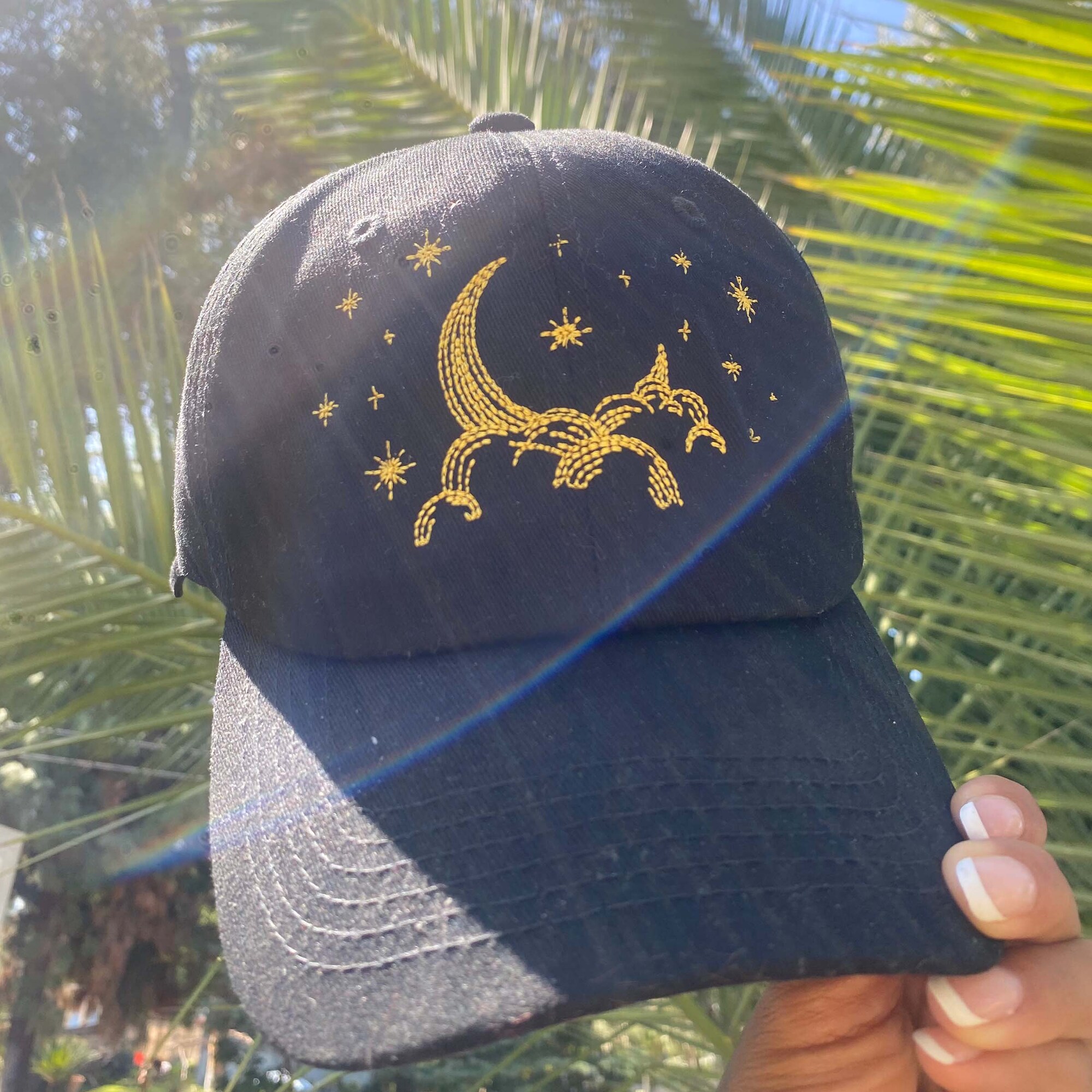 Starry Night Sky Embroidered Dad Hat - Galaxy and Star Designs in Various Colors image 4