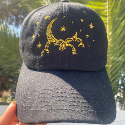 Starry Night Sky Embroidered Dad Hat - Galaxy and Star Designs in Various Colors image 0