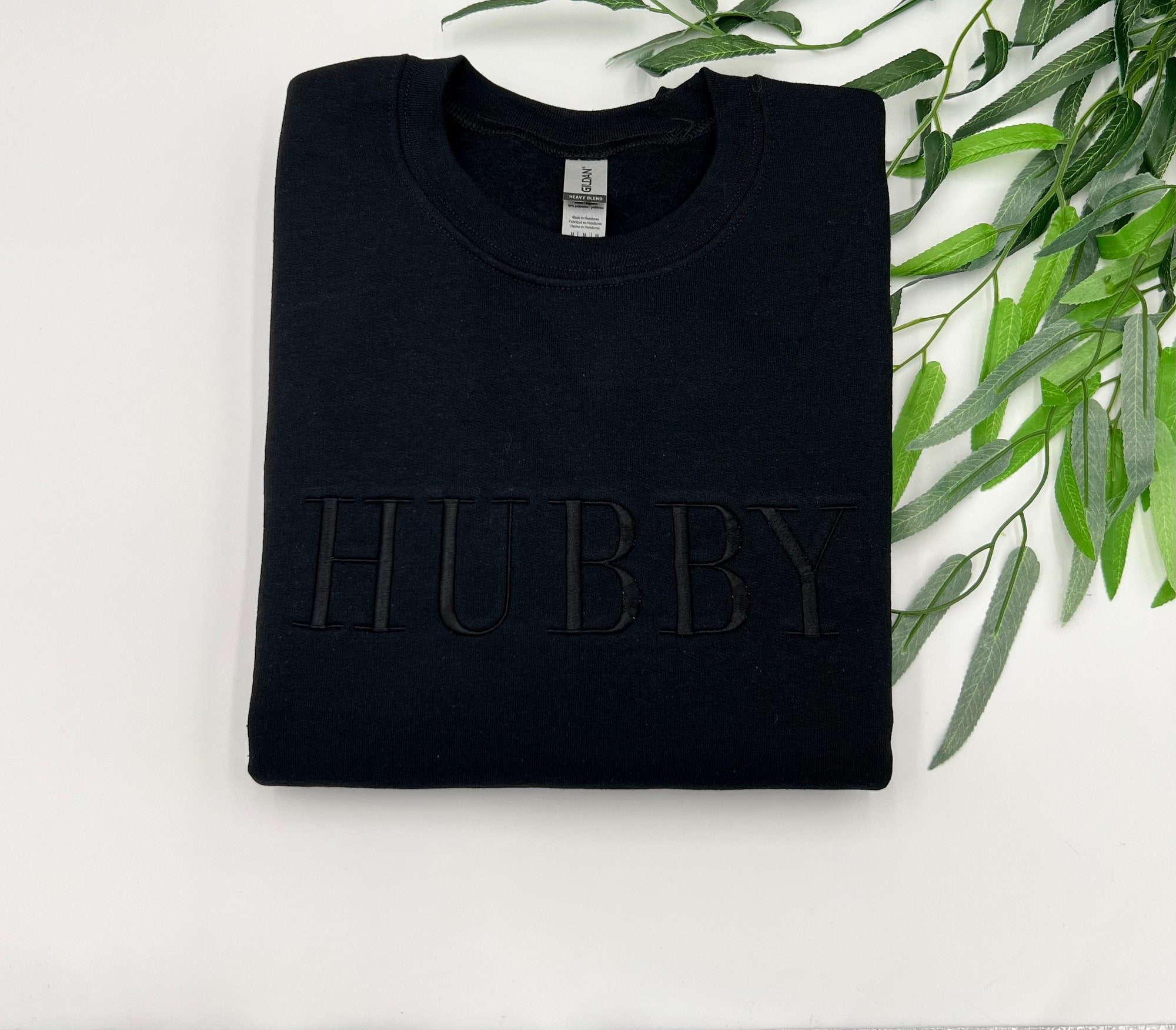 Wifey Hubby Embroidered Sweatshirt or Hoodie - Tone on Tone Honeymoon & Bridal Gift Wifey Hubby Bride Crewneck Mr. & Mrs. Pullover image 2