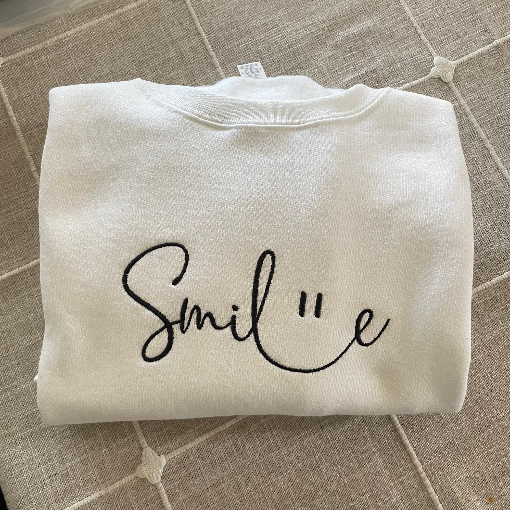 Smile Embroidered Sweatshirt - Custom Made Handmade Made to Order Smiley Face Be Happy Choose Kindness Unisex image 7