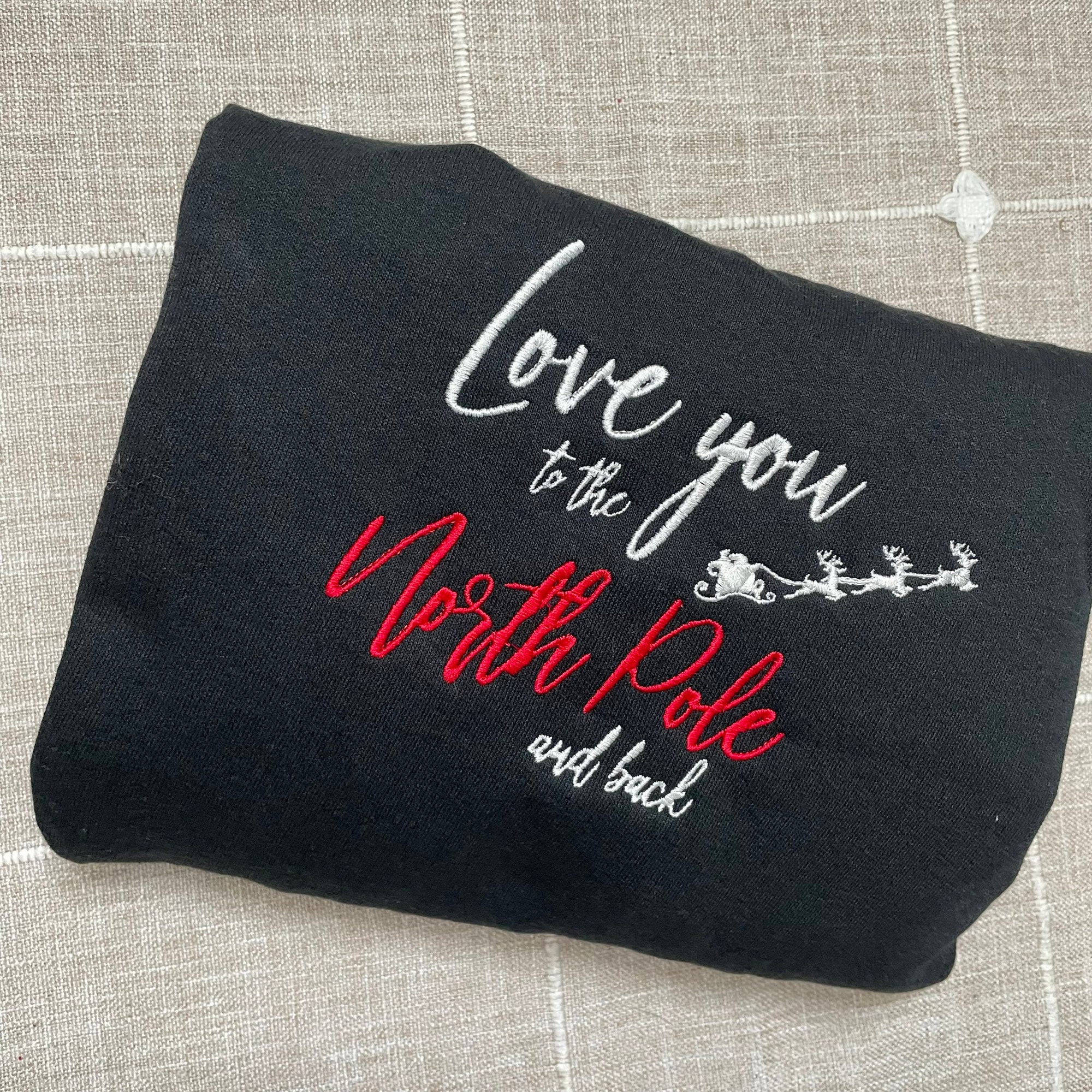 Love You to the North Pole Embroidered Sweatshirt - Y2K Style Crewneck Christmas Gifts Women's Clothes Gifts for Her Vintage image 1