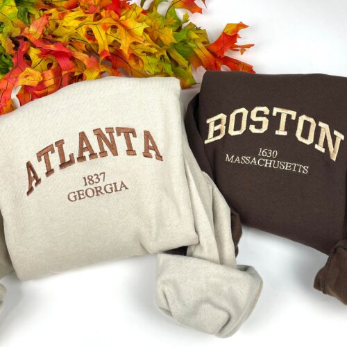 Custom Your City Sweatshirts - Custom City Embroidered Your Town and State Shirt image 0