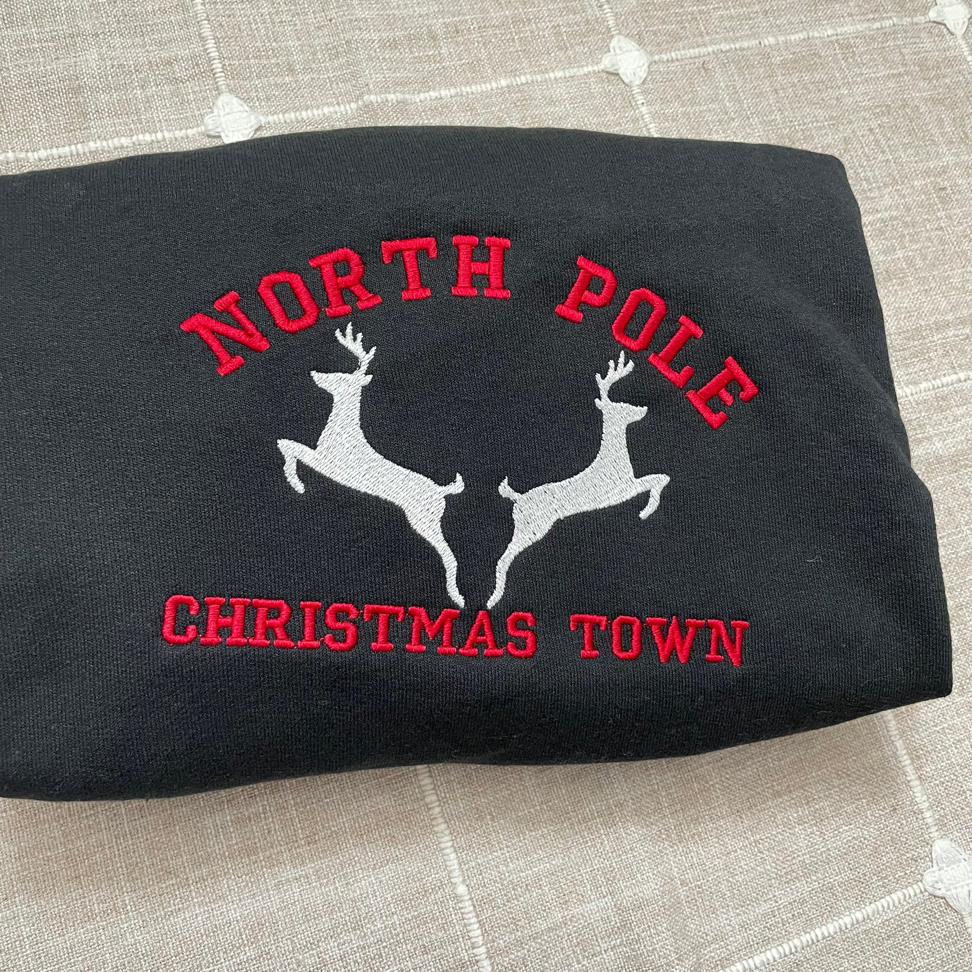 North Pole Christmas Town Embroidered Sweatshirt - Y2K Style Crewneck Christmas Gifts Women's Clothes Gifts for Her Vintage image 2