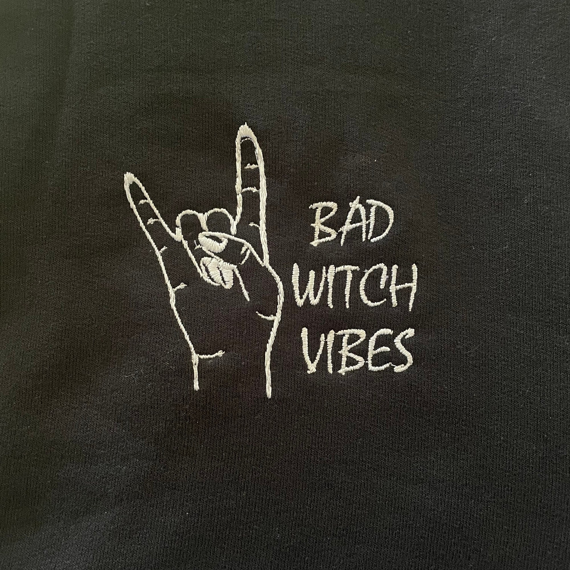 Bad Witch Vibes Embroidered Sweatshirt - Y2K Style Crewneck Halloween Embroidered Witch Halloween Shirt image 2