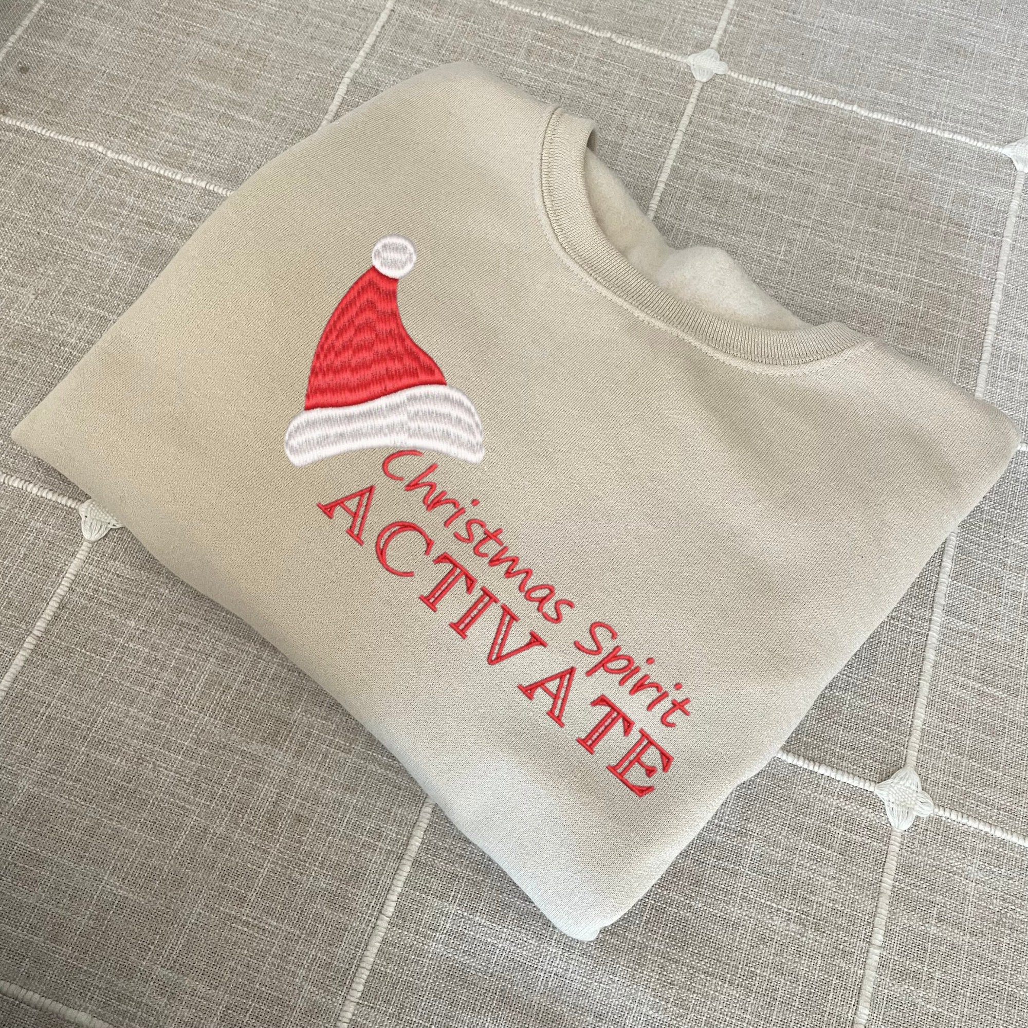 Christmas Spirit Activate Embroidered Sweatshirt - Y2K Style Crewneck Christmas Gifts Christmas Crewneck Vintage Style image 6