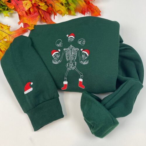 Skeleton Dancing Christmas Embroidered Crewneck image 0