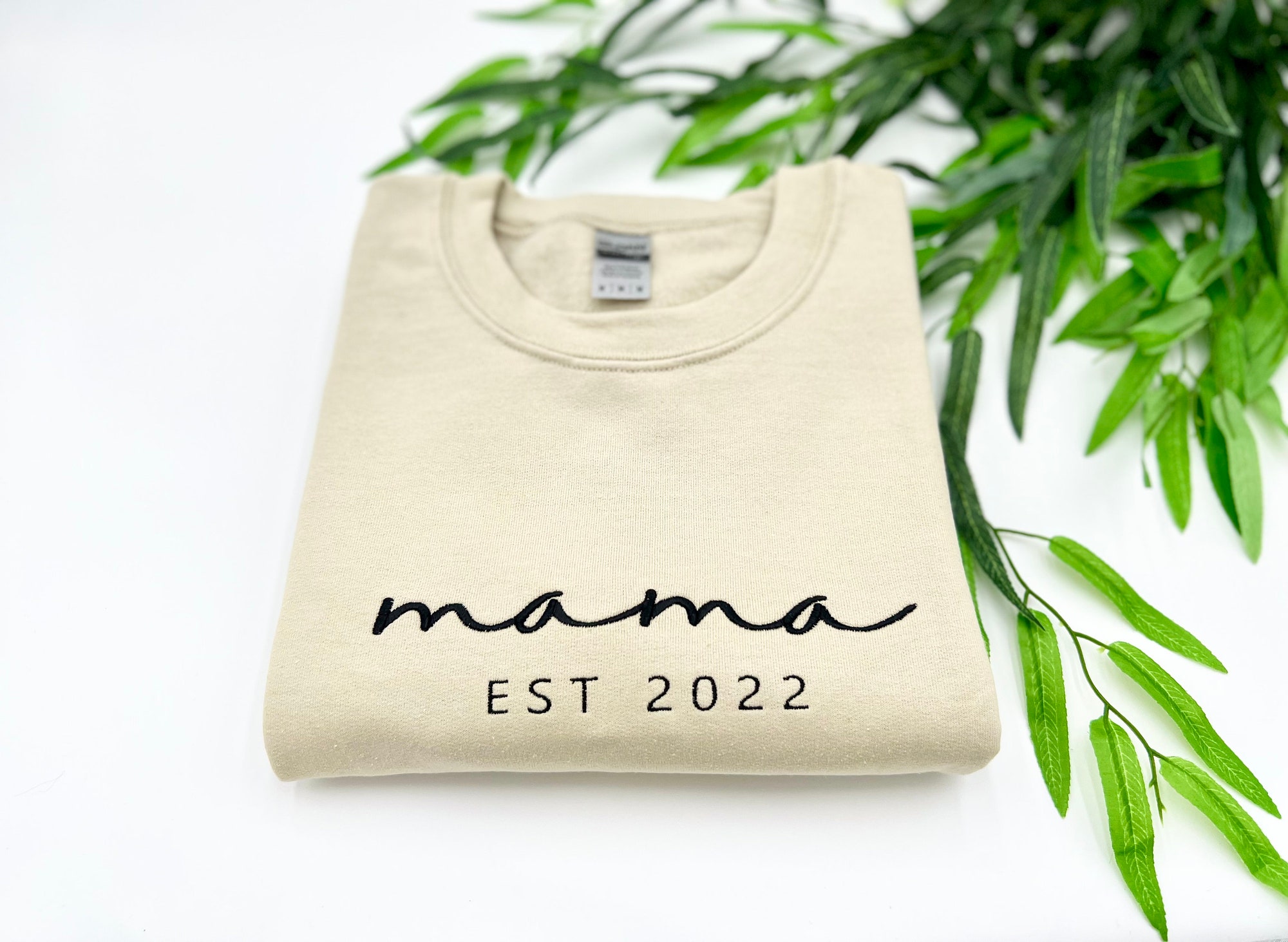 Custom Embroidered Mama Sweatshirt or Hoodie - Mama Est. 2024 Gift for Her Mother's Day Shirt Gift for Mom Mom Life Crewneck image 2