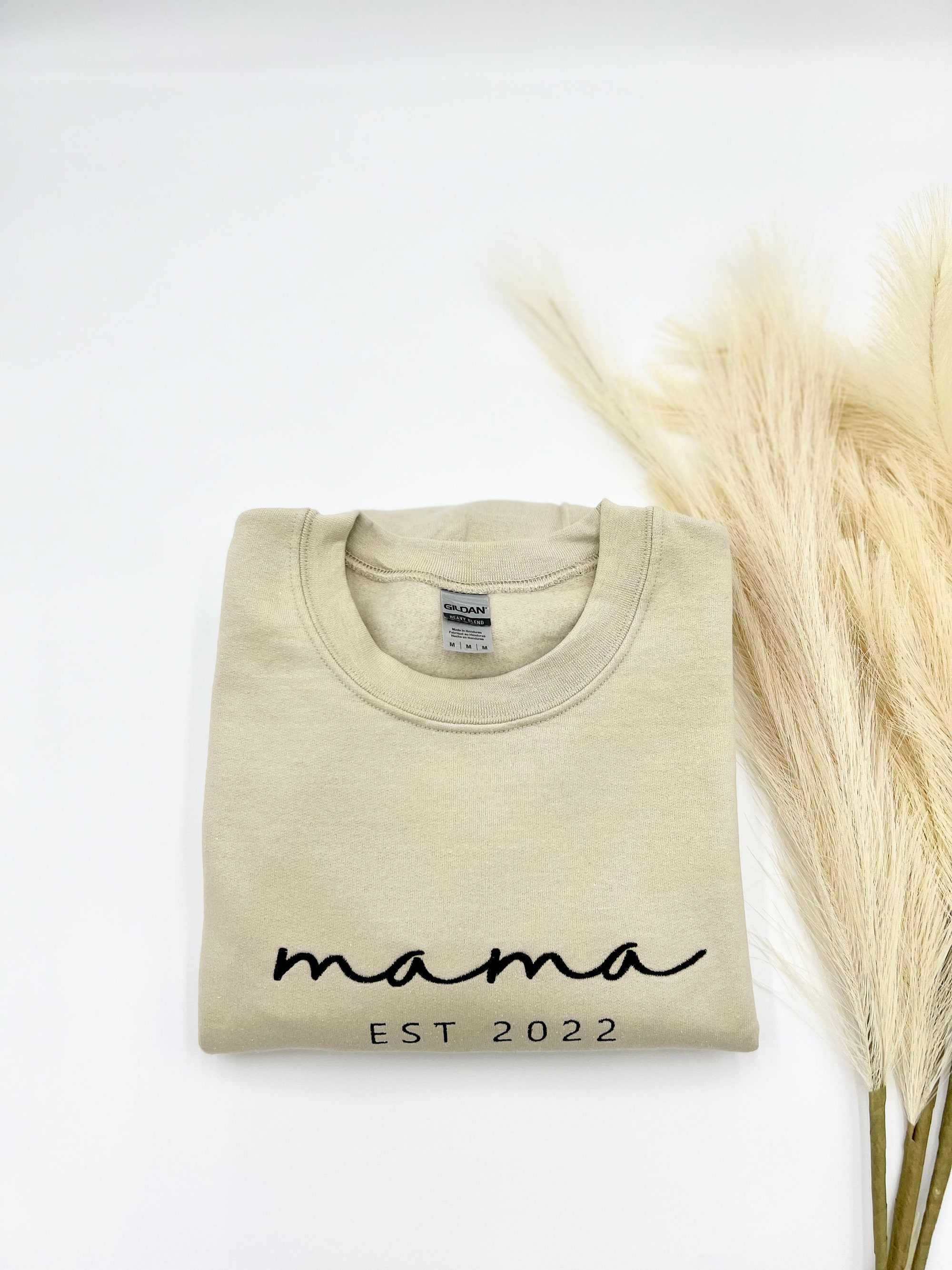 Custom Embroidered Mama Sweatshirt or Hoodie - Mama Est. 2024 Gift for Her Mother's Day Shirt Gift for Mom Mom Life Crewneck image 1