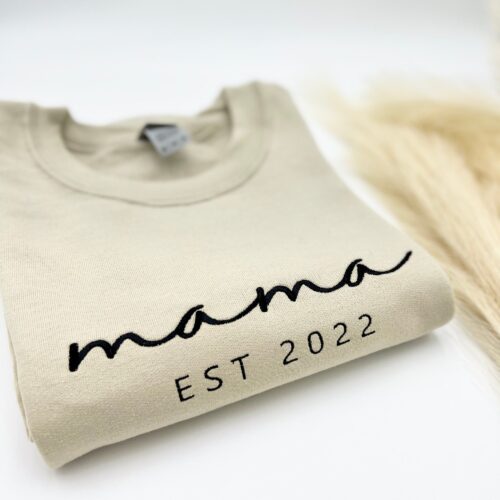 Custom Embroidered Mama Sweatshirt or Hoodie - Mama Est. 2024 Gift for Her Mother's Day Shirt Gift for Mom Mom Life Crewneck image 0