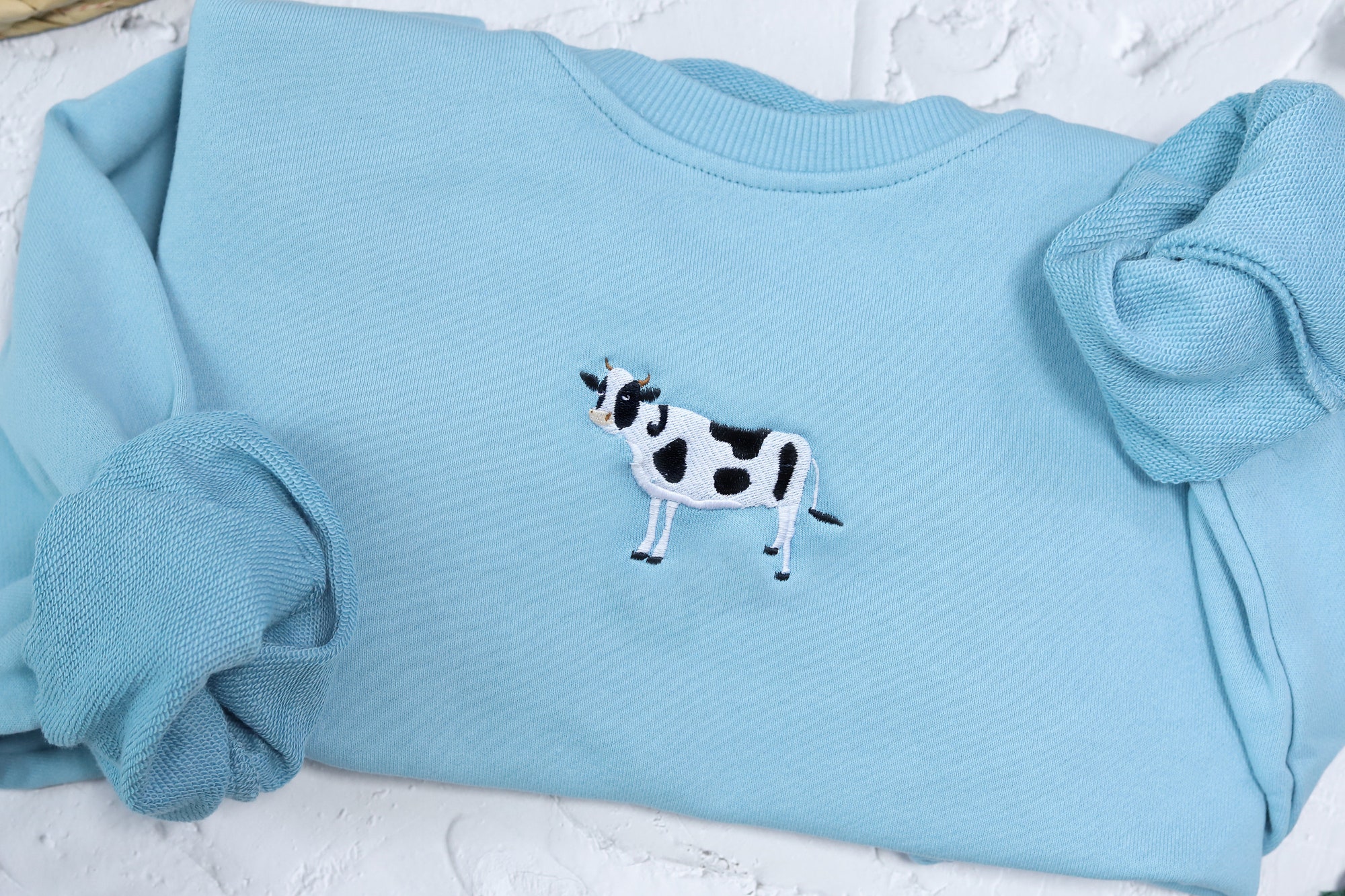 Cow Embroidered Sweatshirt - Farmer Style Crewneck Gift for Cow Lovers image 4