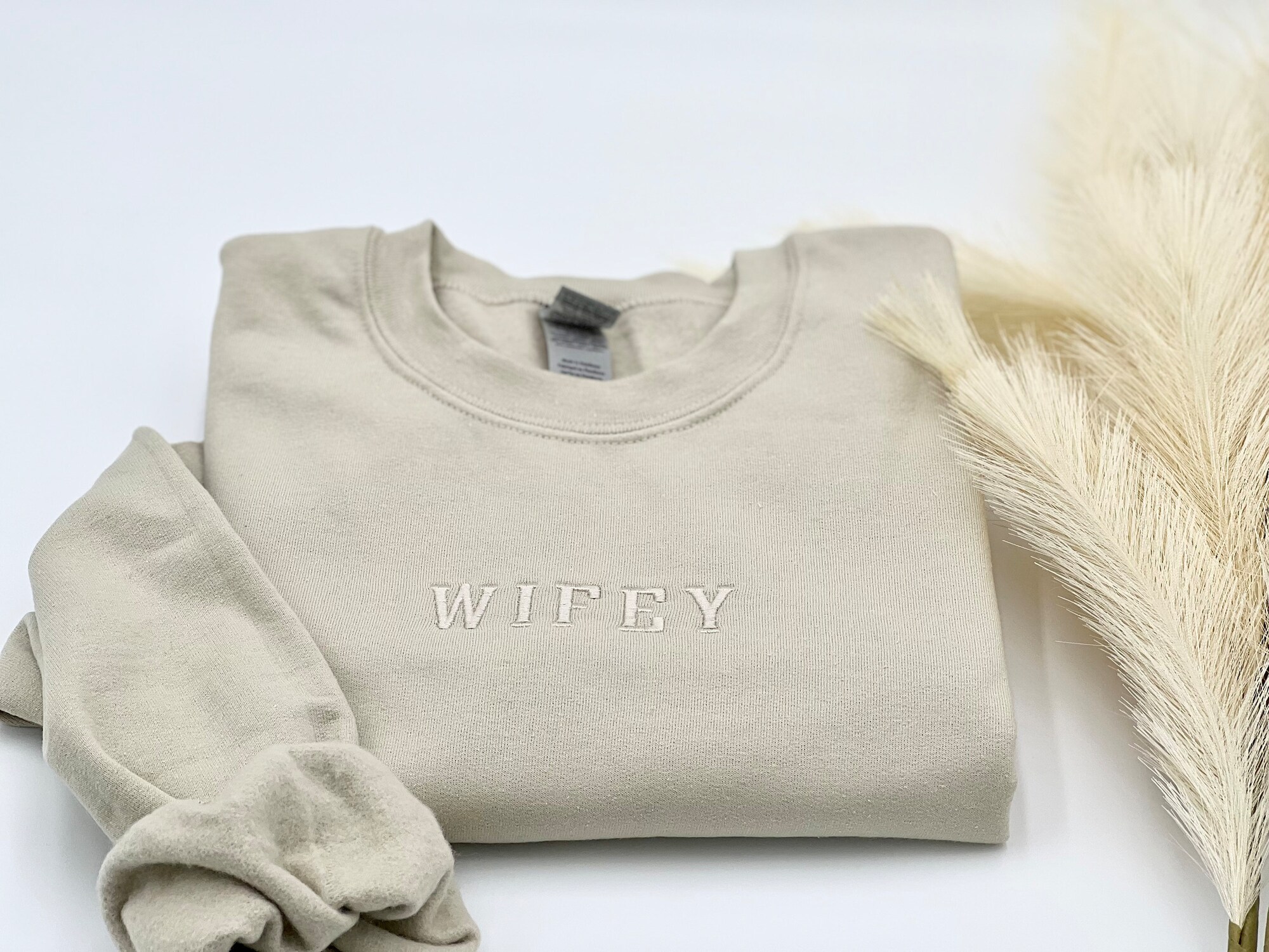 Wifey Embroidered Sweatshirt or Hoodie - Anniversary Year Sweatshirt Couple Shirt Personalized Date image 2