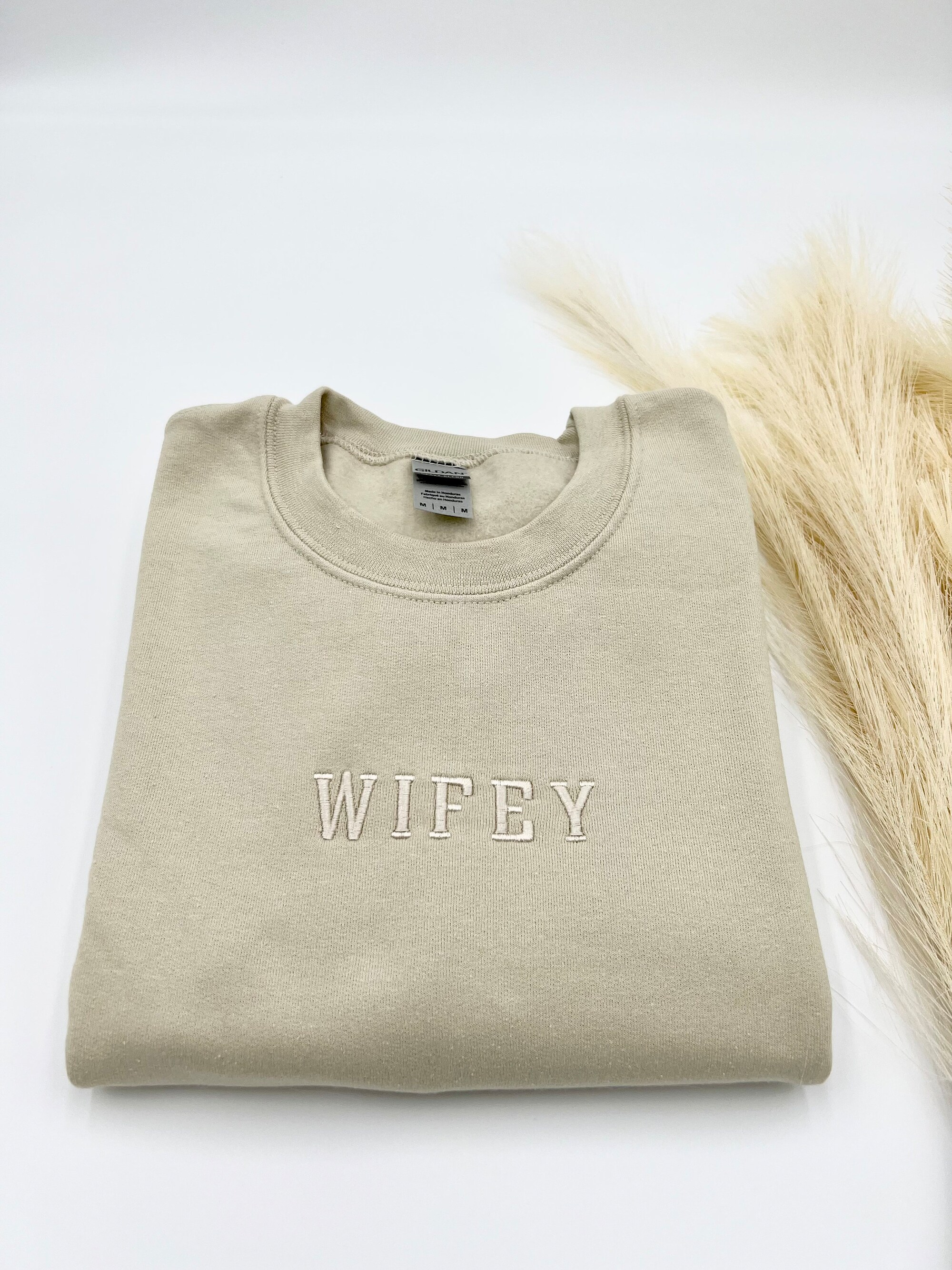 Wifey Embroidered Sweatshirt or Hoodie - Anniversary Year Sweatshirt Couple Shirt Personalized Date image 1