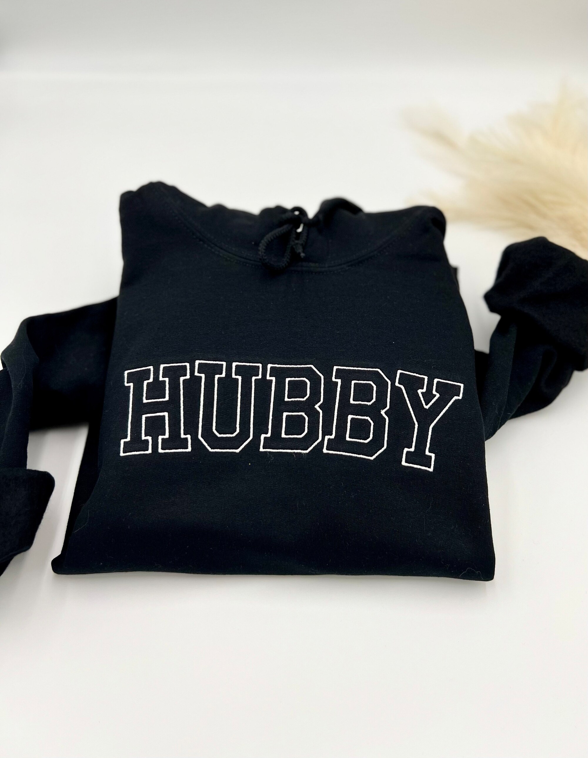 Wifey Hubby Embroidered Sweatshirt or Hoodie - Matching Outfits Honeymoon Shirt Bridal Wedding Gift Wifey Bride Crewneck Mr. & Mrs. Pullover image 1