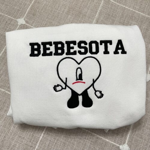 Bebesota Embroidered Sweatshirt - Bad Bunny Y2K Style Bad Bunny Merch Bad Bunny Embroidered Design Bad Bunny SVG Music Bebesota Shirt image 0