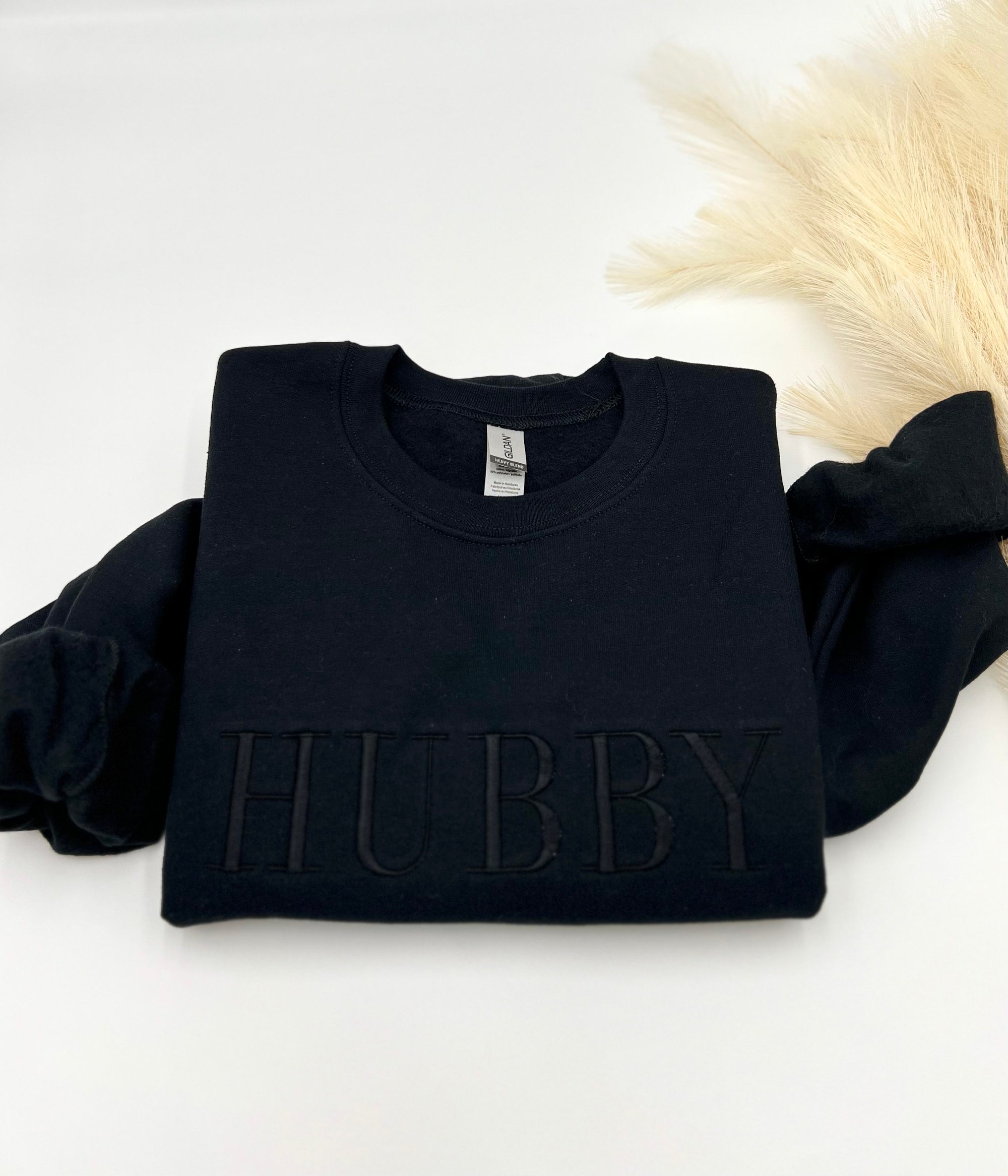 Wifey Hubby Embroidered Sweatshirt or Hoodie - Tone on Tone Honeymoon & Bridal Gift Wifey Hubby Bride Crewneck Mr. & Mrs. Pullover image 4